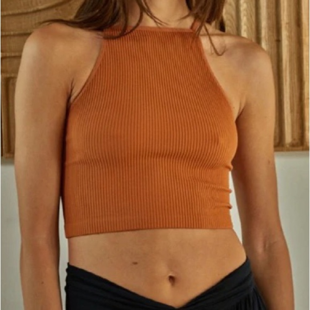 Ribbed High Neck Top